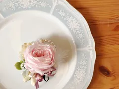 ☆プリザーブドフラワー　コサージュ☆イングリッシュローズ　ブライダルピンク