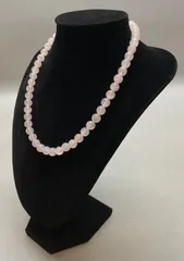 SN247 ローズクォーツ G silver刻印 天然石 ピンク 紅 水晶 パワーストーン ネックレス 珠径 8mm 首周り44cm 重さ 36.5g