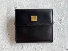 CELINE スクエアプレート Ｗホック レザー折財布