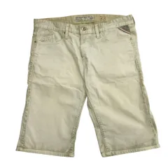 REPLAY リプレイ ヴィンテージ加工 デニム ショート ハーフ パンツ ショーツ ボタンフライ 33 白 オフホワイト メンズ 古着 中古 USED
