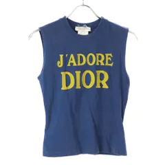 Christian Dior クリスチャンディオール 2002 Sleeveless Tank Top Tops フロッキーロゴプリントタンクトップ 2A12155300 ブルー系 38のサムネイル