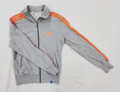 adidas アディダス ファイヤーバード トラックジャケット 刺繍 グレー×オレンジライン  レディース 胸囲90cm fg0528-2