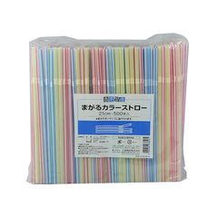 大和物産 ストロー ホワイト・ピンク・ブルー 21cm 商売繁盛 まがるカラーストロー 袋なし (N) 業務用 500本入