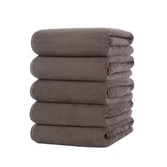 新品 バスタオル マイクロファイバー 大判 約60X120cm 5枚セット ふわふわ 瞬間吸水 速乾 抗菌 防臭 耐久性 ホテル仕様 タオル (60X120cm ブラウン)