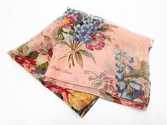 Ralph Lauren ラルフローレン 大判 ストール 花柄 シルク系 シフォン 薄手 ピンク系 レディース