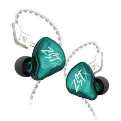 KZ ZSTX イヤホン KZ 1BA+1DD ハイブリッド 重低音 イヤモニ カナル型 中華 銀メッキ リケーブル (緑no microphone) 1