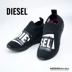 DIESEL/ディーゼル　ロゴステッカースリッポン　ローカットスニーカー　ブラック　24.5cm
