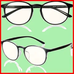 【数量限定】伊達めがね (ブラック/クリア) 度なし ユニセックス レディース メンズ 紫外線カット おしゃれ ボストン型 超軽量14g UVカット JIS規格 パソコン用 PC眼鏡 メガネ ブルーライトカット [ROTAKUMA]