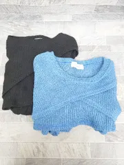 ◇ ⊂ 《 me+em select ミームセレクト まとめ売り2点セット サイズFのみ ショート 長袖 ニット セーター レディース 》 P  【1409090015205】