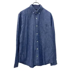 GAP 長袖 無地シャツ L ライトブルー ギャップ ボタンダウン ボタン スリムフィット 胸ポケット シンプル デニムシャツ 春物 a710-6250
