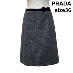 ◇ プラダ PRADA 膝丈スカート ウエストリボン装飾 グレン