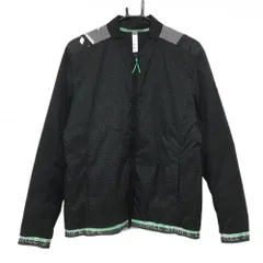 【超美品】アディダス 中綿ジャケット 黒×白 細目格子 THREE STRIPE LIFE メンズ L ゴルフウェア adidas