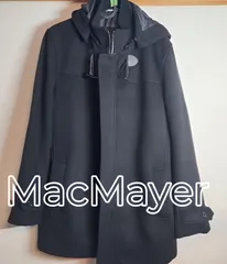 MacMayer マックメイヤームッシュパコ　ブラック ウール混合 コート フード付き