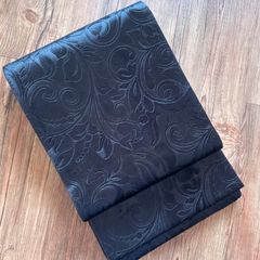 仕立て品★唐草模様全通柄ベルベット袋帯 ／ブラック 袋帯