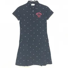 ★SALE価格★【超美品】アディダス 半袖ポロワンピース ダークネイビー×白 数字総柄   レディース XS/XP ゴルフウェア adidas