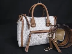 ■新品■未使用■ MICHAEL KORS マイケルコース カリーヌ MK柄 PVC 2WAY ハンドバッグ トート アイボリー系×ブラウン系 FU2947