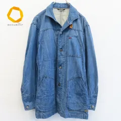 Crocodile クロコダイル カバーオール デニム ジャケット ロゴボタン ブルー系 a859206i