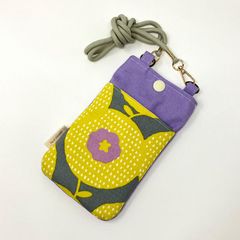 ショルダーポシェット 北欧風花柄 スマホポーチ ハンドメイド B144