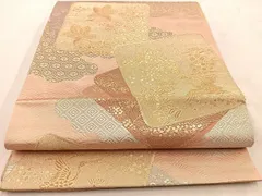 平和屋着物◎六通柄袋帯　光悦色紙重ね文　金銀糸　正絹　逸品　BAAU9047yc