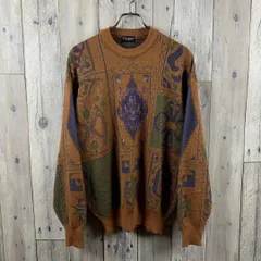 OLD TOROY 90s トロイ 総柄 アート柄 ニット セーター M