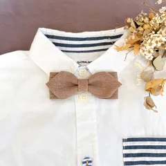 【匿名配送】キッズ蝶ネクタイ　カジュアルブラウン　七五三　結婚式　発表会　卒園式　入園式　入学式　シンプル