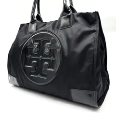 【良品】 TORYBURCH トリーバーチ トートバッグ ロゴ ナイロン エナメル ブラック 黒色 A4収納可能 ユニセックス 男女兼用 メンズ レディース