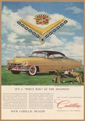 Cadillac Coupe DeVille レトロミニポスター B5サイズ 複製広告 ◆ アメ車 キャデラック ジュエリー広告 ゴルフクラブ USAD5-504