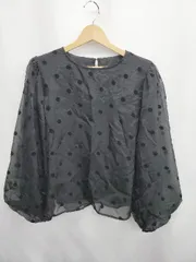 ◇ ⊂ ap retro アプレトロ パフスリーブ 長袖 オーガンジーフロッキードットブラウス サイズＦ ブラック系 レディース E  【1411130008818】