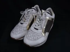 MICHAEL KORS マイケルコース MK柄 PVC×レザー スニーカー 表記サイズ 7M (約24cm) 靴 シューズ アイボリー系×ブラウン系 DK4677のサムネイル