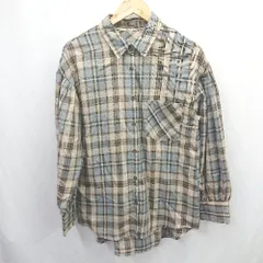 ◇ Θ ems excite エムズエキサイト チェック柄 長袖 シャツ サイズM ベージュ グレー レディース E  【1503040001086】