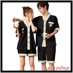 くま 白 黒 2XL XL ペア ペア L M 前開き 綿 半袖 カジュアル 寝巻き 紳士 コットン 夏 コーデ パジャマ パジャマ おそろい おしゃれ ルームウェア ペアルック 部屋着 レディース セット 上下 メンズ カップル ジュタオピン