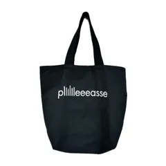 plllllleeeasse プリーズ 国内正規 logo tote bag ロゴ刺繍トートバッグ キャンバス BLACK ブラック 黒 FREE