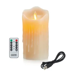 【数量限定】安全 室外飾り 省エネ 室内 誕生日 専用リモコン付き 結婚式 パーティー 明るさ調整 ゆらゆら揺れる 火を使わない 暖色光 LEDライトキャンドル 本物の炎のようにゆらめく ロウソク 直径 リモコン搭載 USB充電式 （7.5cm×高さ12.5c