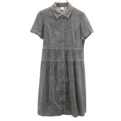 U by ungaro ユーバイウンガロ 日本製 リネンブレンド 半袖 シャツワンピース 40 グレー系 レディース 古着
