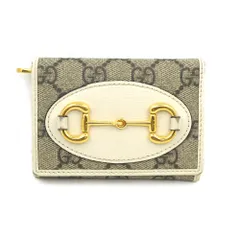 【栄】グッチ 644462 グッチ ホースビット GGスプリーム カードケース ウォレット 三つ折り財布 ベージュ GD金具 箱