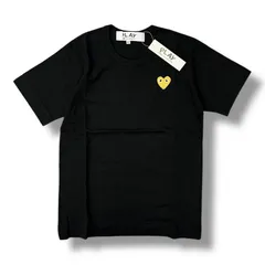 参考上代8360円 未使用品 PLAY COMME des GARÇONS GOLD HEART ONE POINT TEE ゴールドハートワンポイントTシャツ 半袖カットソー プレイコムデギャルソン AX－T216-051 ブラック XXS 171A1