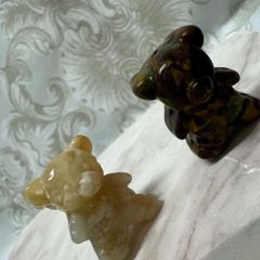 テディベア🐻のパーツ２つセット　桜瑪瑙　ジャスパー𓂃‪𓈒𓏸フォロワー様限定クーポン発行中