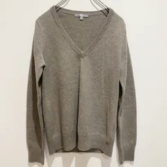 UNIQLO ユニクロ　レディース　トップス　ニット　セーター　ミディアム丈　長袖　リブ袖　リブ裾　Vネック　無地　単色　ベージュ系　カシミヤ100％　オフィスカジュアル　ベーシック　着回し　シンプル　上品　SU589h1019