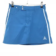 ルコックゴルフ スカート ライトブルー×白 サイドライン 内側インナーパンツ  レディース 7 ゴルフウェア le coq sportif