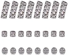 PH PandaHall 約60個/箱 3種 ドレッドロックビーズ 合金 スペーサービーズ チベットスタイル アクセサリーパーツ 編み込み ヘアコイルカフス ジュエリー用 ハンドメイド 手芸パーツ