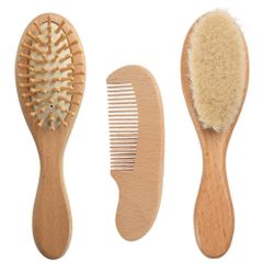 山羊毛 新生児 天然素材 ベビー ベビー くし くし 頭皮マッサージ 3個セット サラサラ ヘアブラシ ベビーギフト 赤ちゃん 静電気防止 ベビーブラシ 出産祝ギフト SANJAOYEE