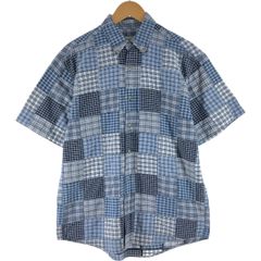 古着 00年代 エディーバウアー Eddie Bauer パッチワーク 半袖 ボタンダウン チェックシャツ メンズS相当/eaa565383