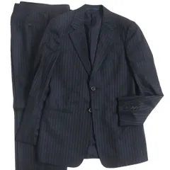 HITSUZIの衣類入手困難 ARMANI スーツ ストライプ XL ブラック ウール 大きいサイズ