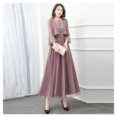 新品 未使用 大きいサイズあり 結婚式 お呼ばれ ドレス パーティードレス 二次会 ロング ワンピース 長袖 レース