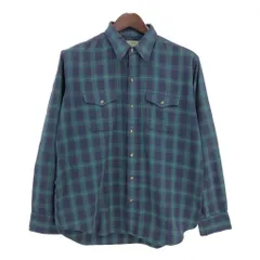 90年代 USA製 L.L.Bean エルエルビーン 長袖チェックシャツ アウトドア グリーン(メンズ L)中古 古着 T7792