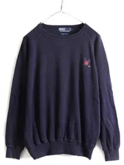 90s 初期 ポロ ゴルフ ラルフローレン リブ編み ニット セーター L 紺