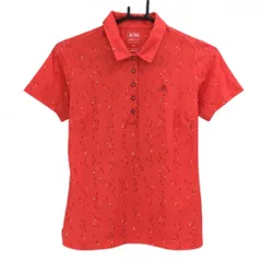 ★SALE価格★アディダス 半袖ポロシャツ レッド×黒 総柄 総柄 袖下メッシュ レディース S/P ゴルフウェア adidas