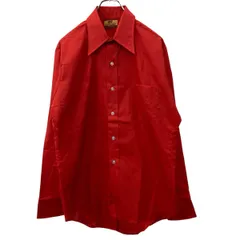 VAN HEUSEN 長袖 春物シャツ レッド ボタン 胸ポケット 無地シャツ カジュアルシャツ トップス 春物 a710-5452