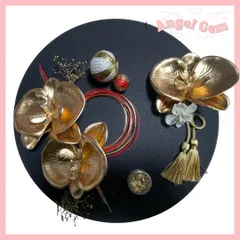 赤白金 胡蝶蘭髪飾り 水引 和玉 成人式 結婚式 卒業式 和装前撮り 振袖 袴