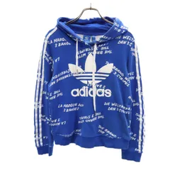 adidas アディダス 長袖 パーカー L ブルー系 レディース 古着